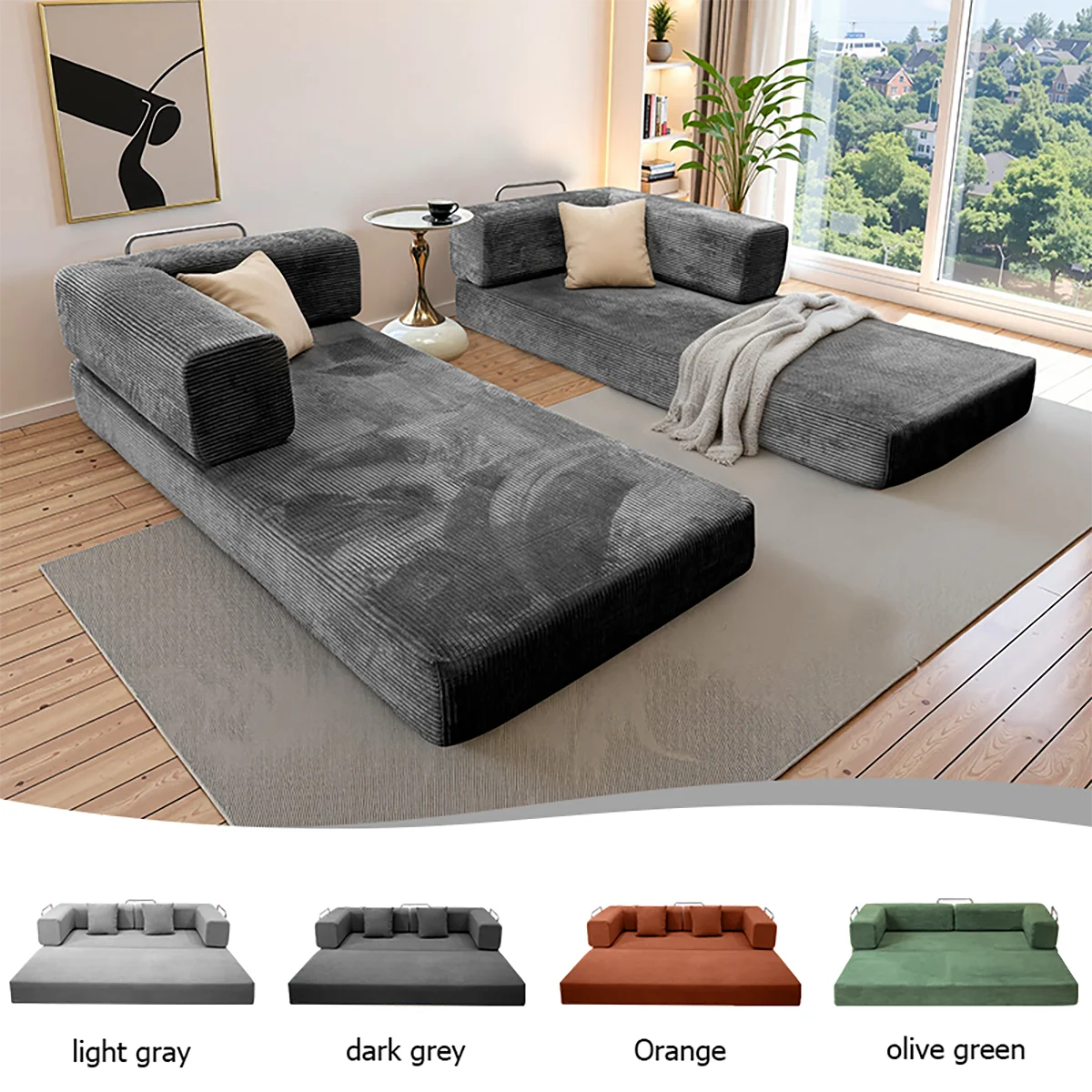 Foldable Sofa Bed With Removable Backrest Two-Seater Living Room