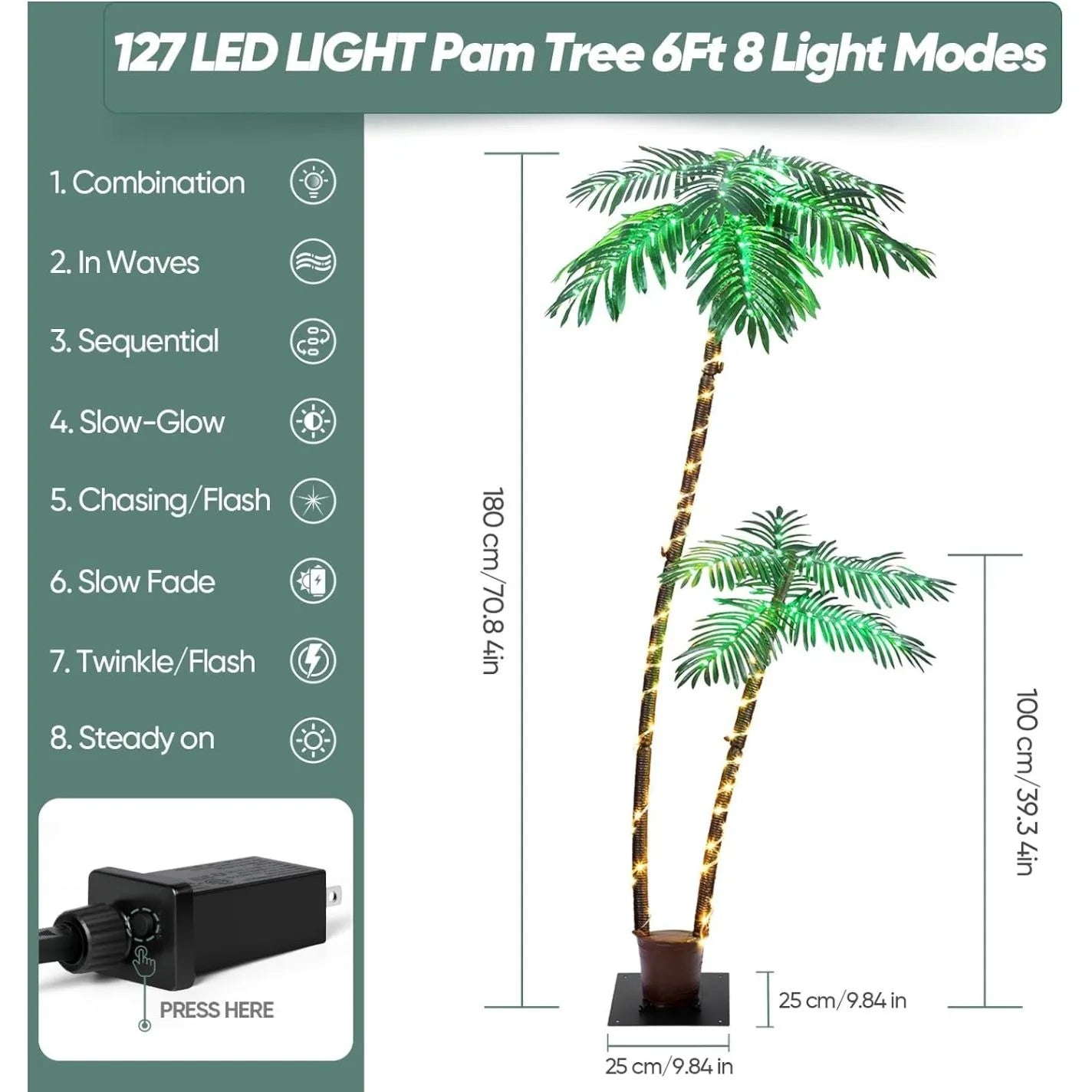 Lighted Palm Tree 192 LED Outdoor Christmas Lights