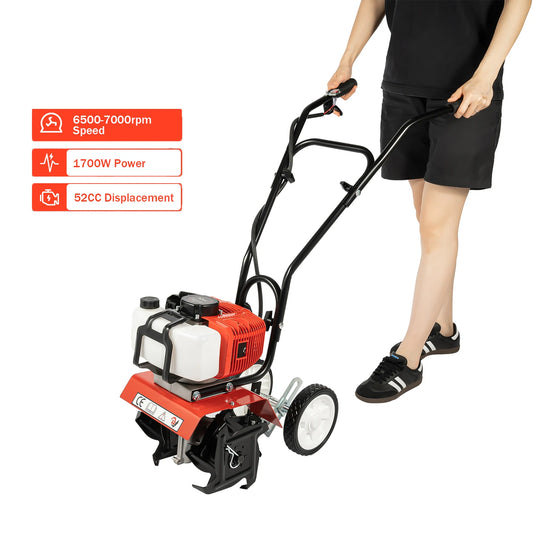 Bymaocar Gasoline Garden Tiller 2 Stroke Cultivator 1700W