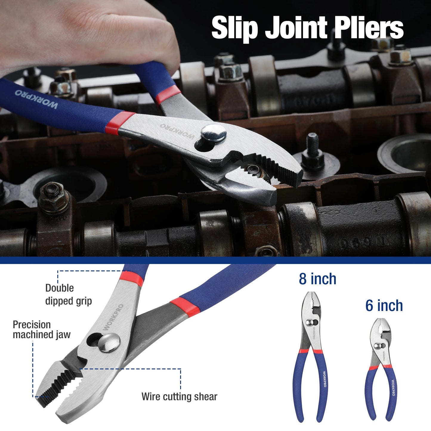 WORKPRO 7-Piece Pliers Set With Groove Joint And Diagonal Pliers