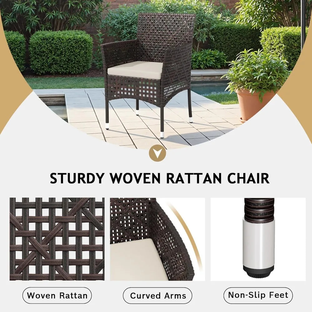 Patio Furniture Set 3 Pieces Outdoor Wicker Chairs Coffee Table