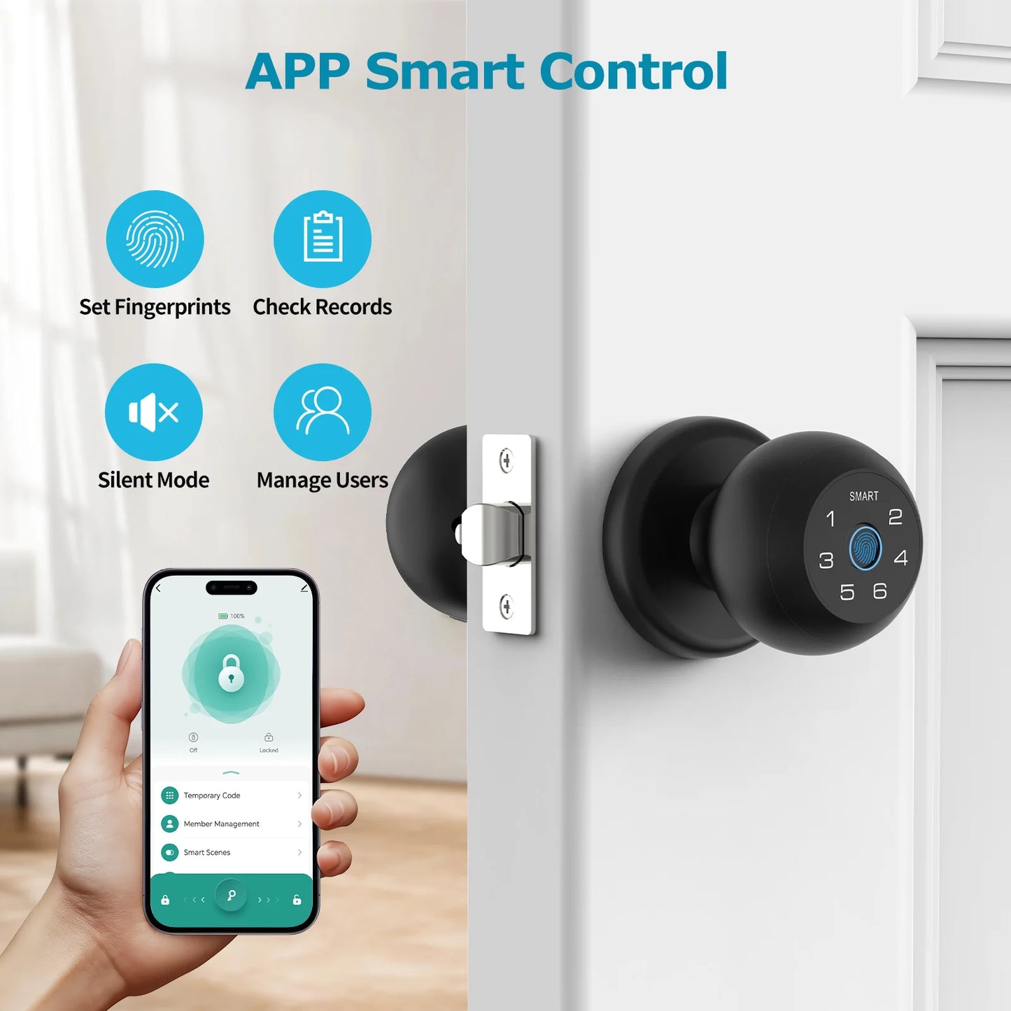 Viladepot Biometric Bluetooth Smart Lock With Fingerprint And Passcode