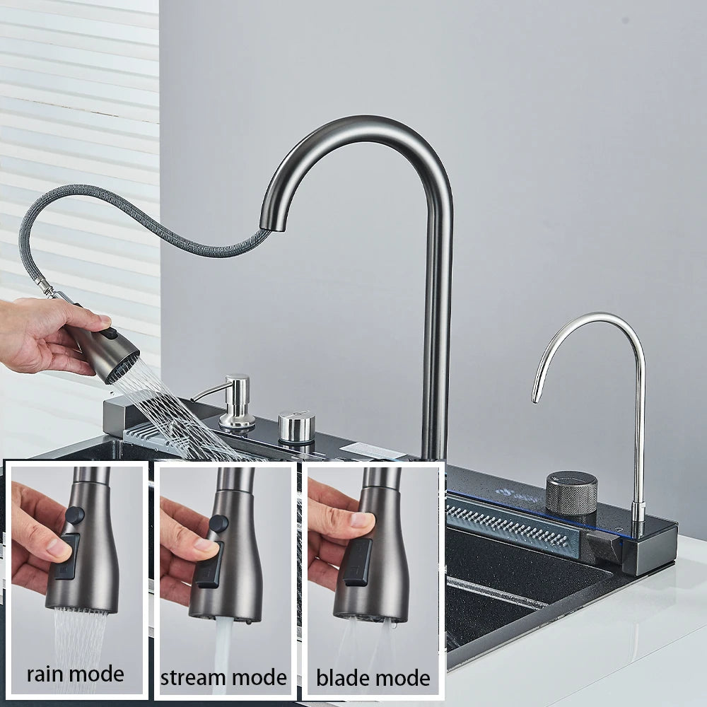 Stainless Steel Undermount Single Bowl Kitchen Sink With Digital Display