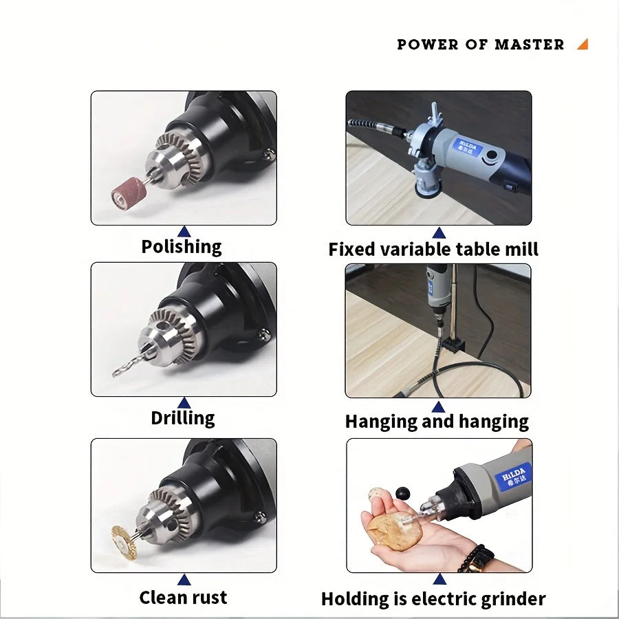 HILDA 500W Rotary Tool Kit for Woodworking Detailing