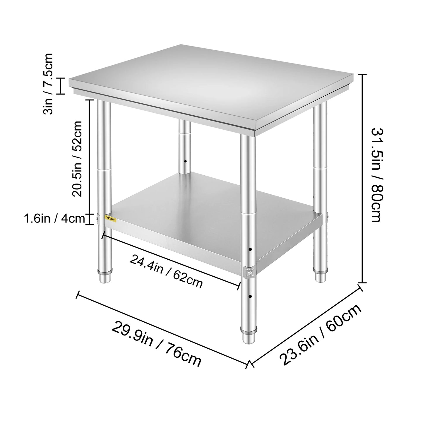 Stainless Steel Catering Table With Undershelf For Restaurant