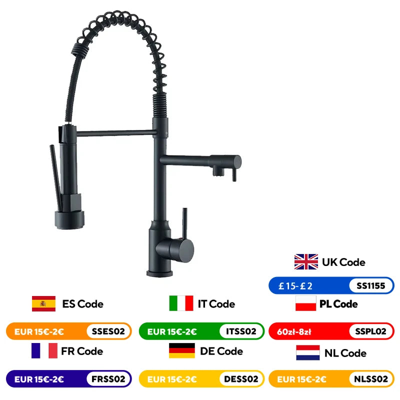 Wanmivezlo Kitchen Sink Faucet Pull-Down 2-Mode Hot Cold Deck-Mounted
