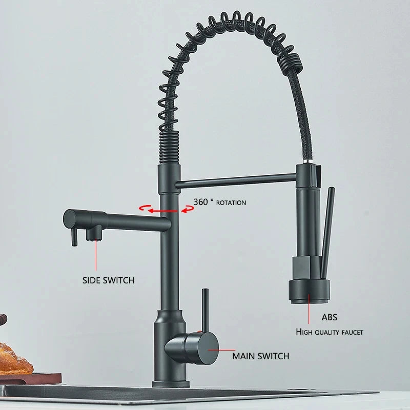 Wanmivezlo Kitchen Sink Faucet Pull-Down 2-Mode Hot Cold Deck-Mounted