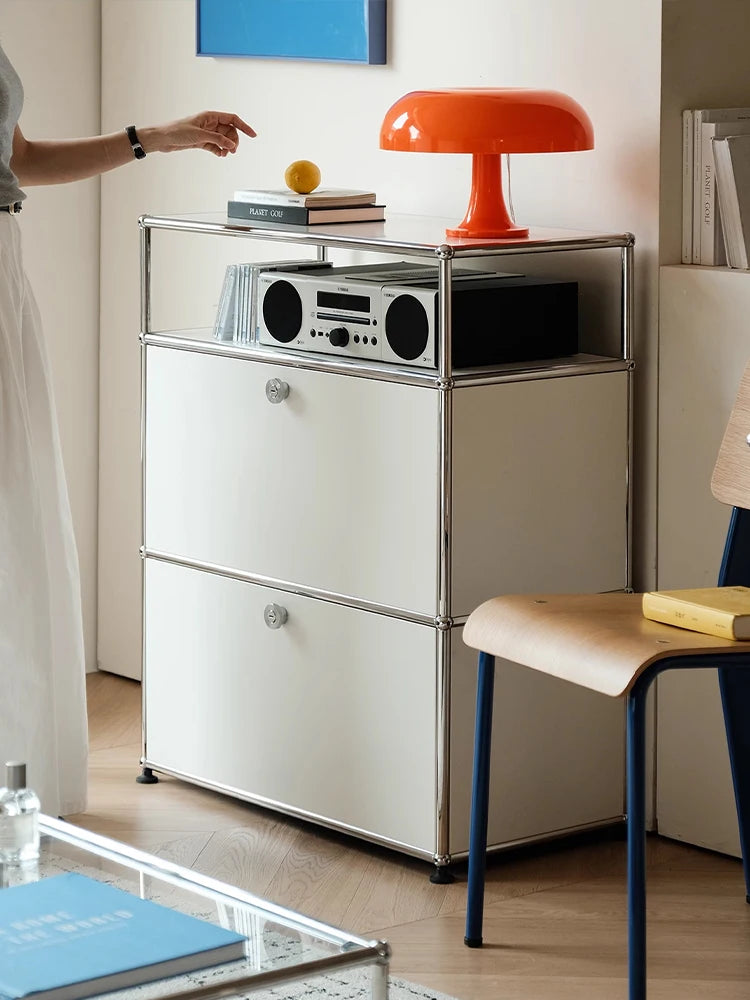 Bigcityfur Storage Cabinet Stainless Steel Metal Sideboard