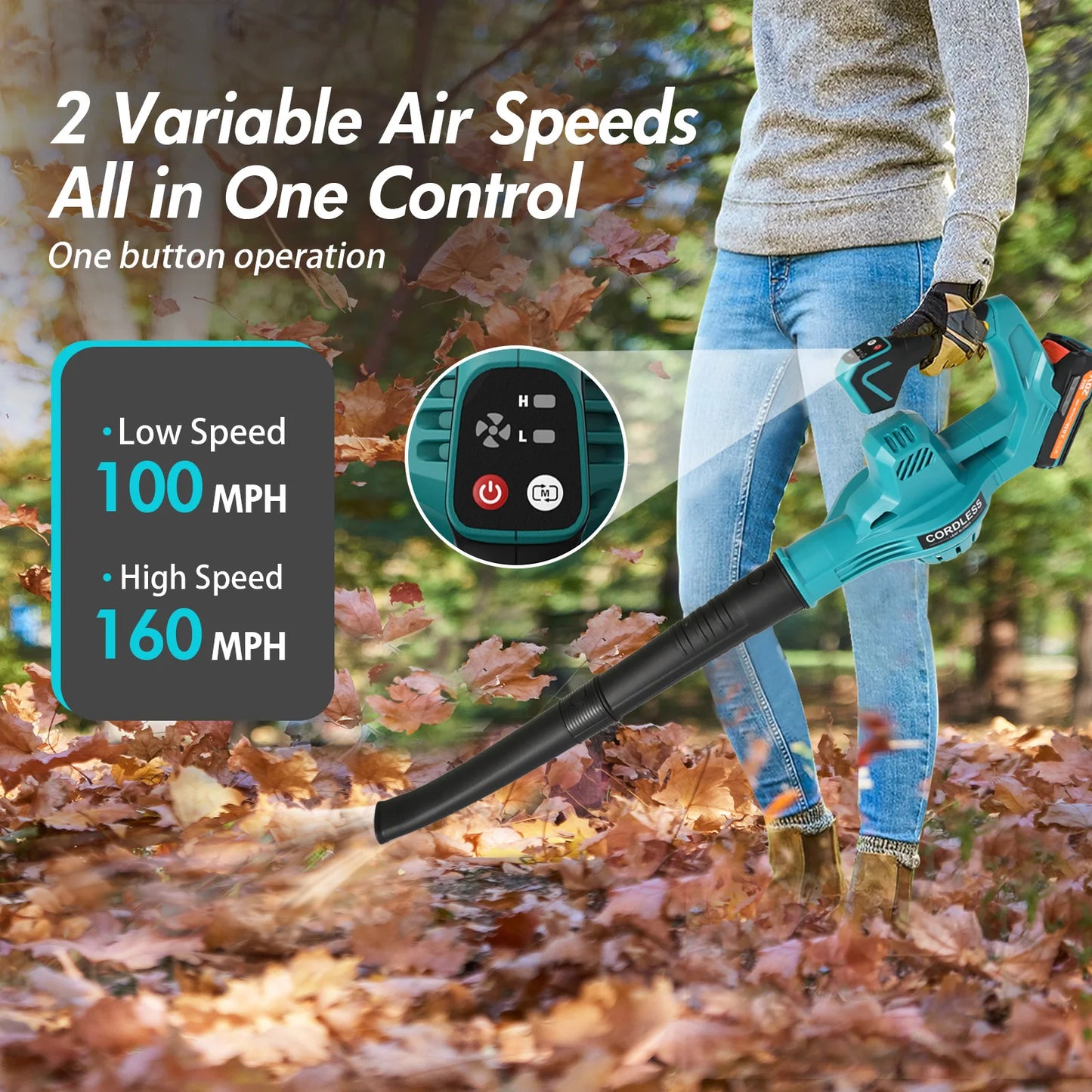 Cordless Leaf Blower 160MPH Lightweight Handheld