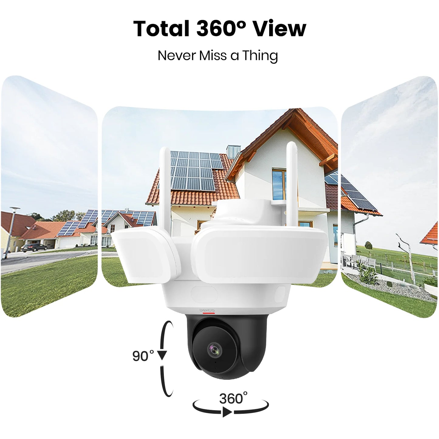 DEKCO 3K UHD WiFi Floodlight Camera Outdoor 360 View