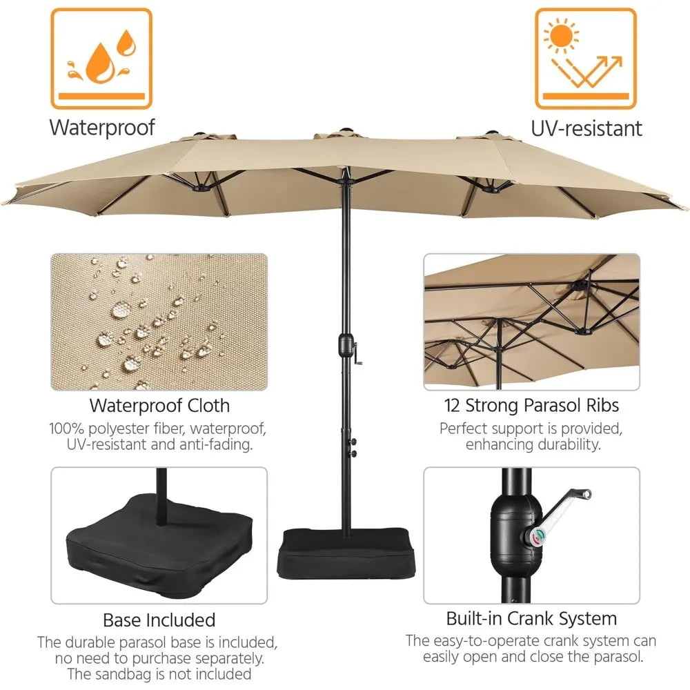 Patio Umbrella With Base Included UV Resistant Sun Shelter