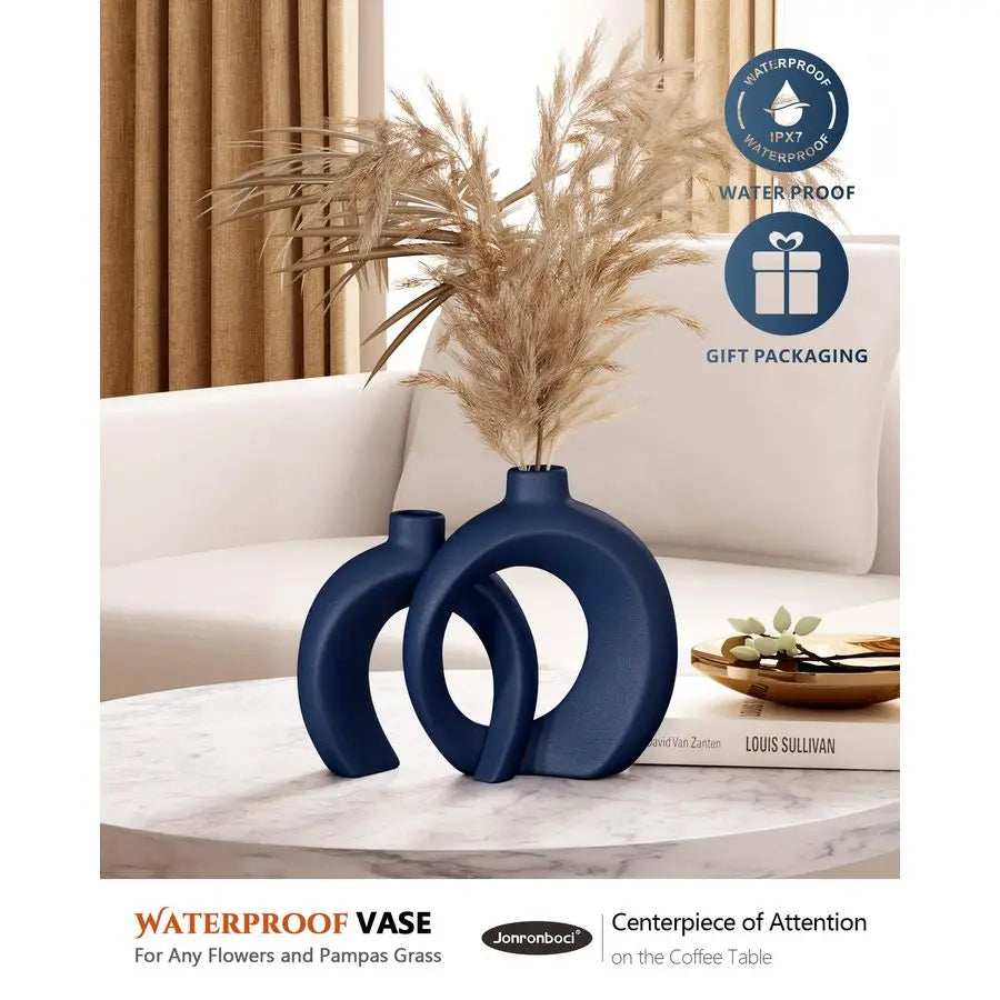 Donut Vase Set Of Two Ceramic Decorative Vases For Home