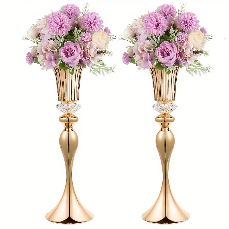 Crystal Flower Stands Centerpiece Vases Set Metal