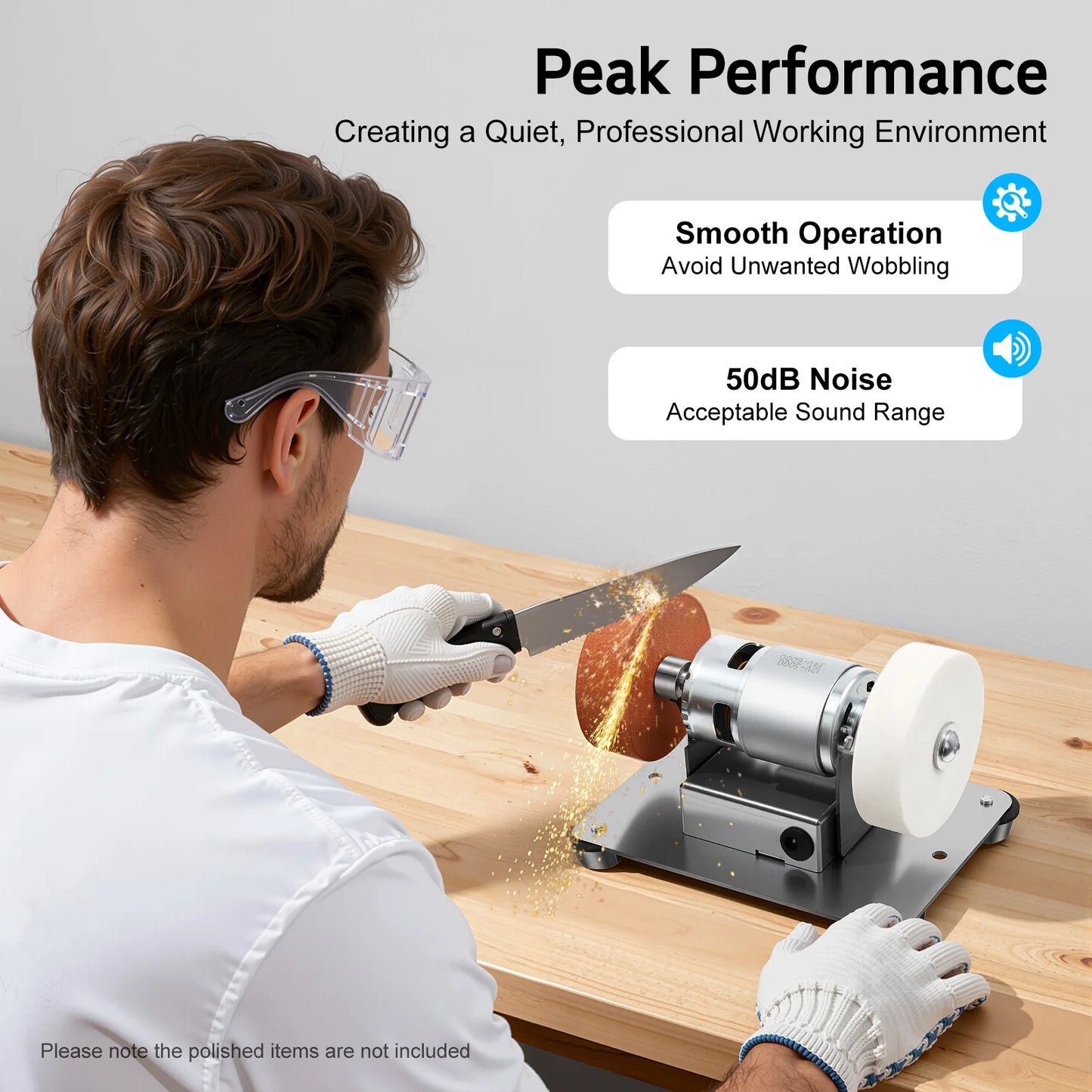 NONEDIY 96W Benchtop Sander Variable Speed Table Grinder 6000 RPM