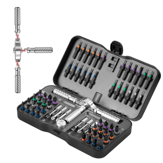 VMAN 66-in-1 Multifunction Ratchet Screwdriver Set With Magnetic Bits For PC And Desk Repair
