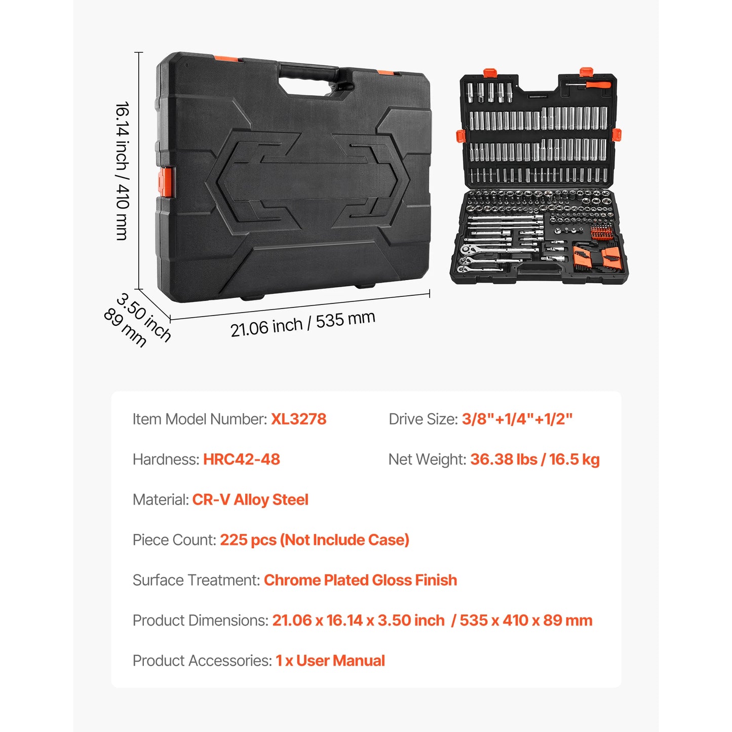 SucceBuy 86-Piece Socket Set With Ratchet Wrench