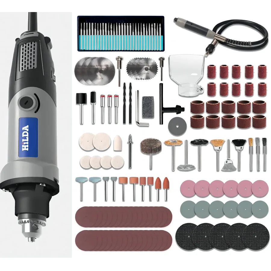 HILDA 500W Rotary Tool Kit for Woodworking Detailing
