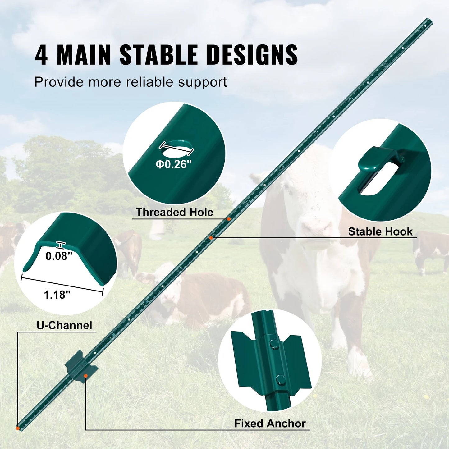 SucceBuy Heavy Duty T-Post Fence Post Steel Stakes