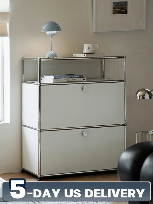 Bigcityfur Storage Cabinet Stainless Steel Metal Sideboard