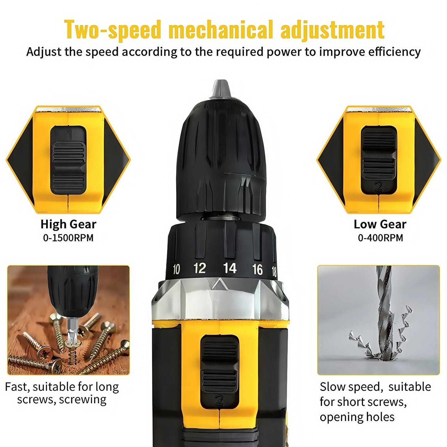 Lithium Battery Powered Drill And Screwdriver Combo Kit Home DIY
