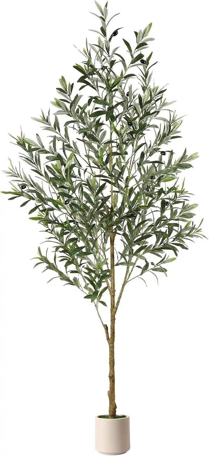 Olive Tree Silk Plant in Planter for Home Office Decor
