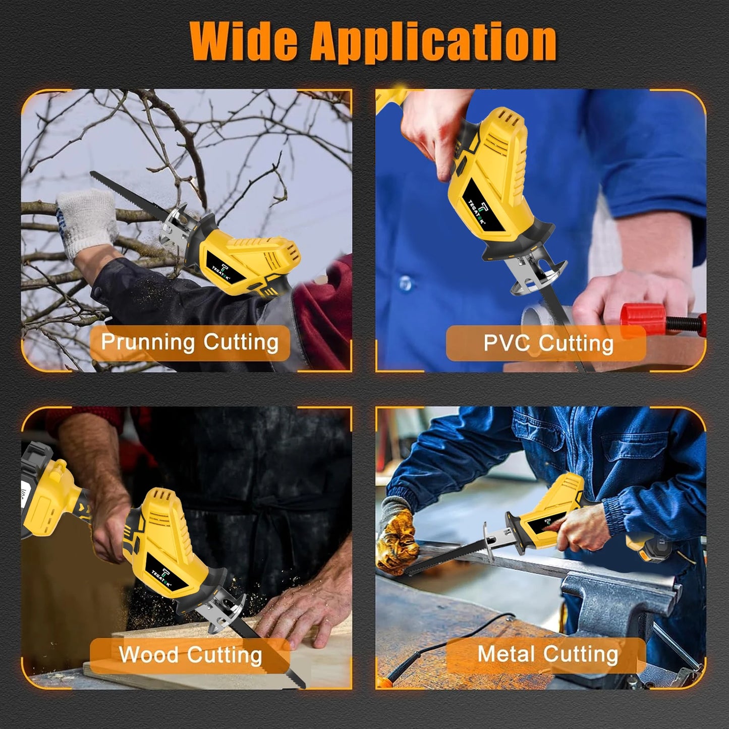TEGATOK Cordless Reciprocating Saw with 20V Battery for DIY