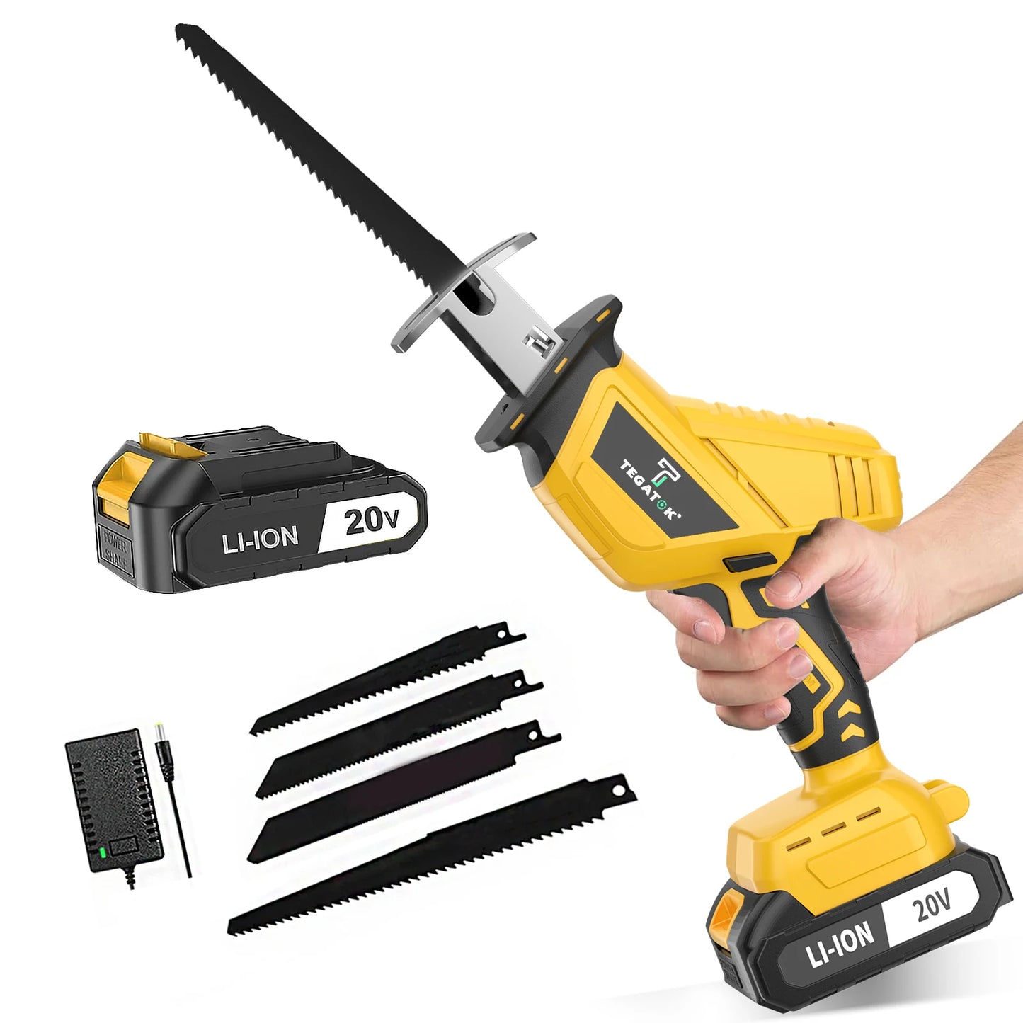 TEGATOK Cordless Reciprocating Saw with 20V Battery for DIY