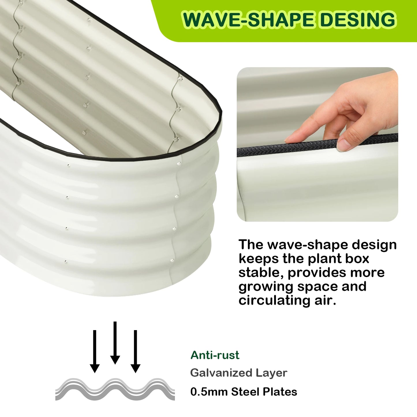 HiMISS Two Piece Oval Galvanized Raised Garden Bed Set