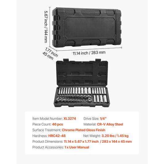 SucceBuy 86-Piece Socket Set With Ratchet Wrench