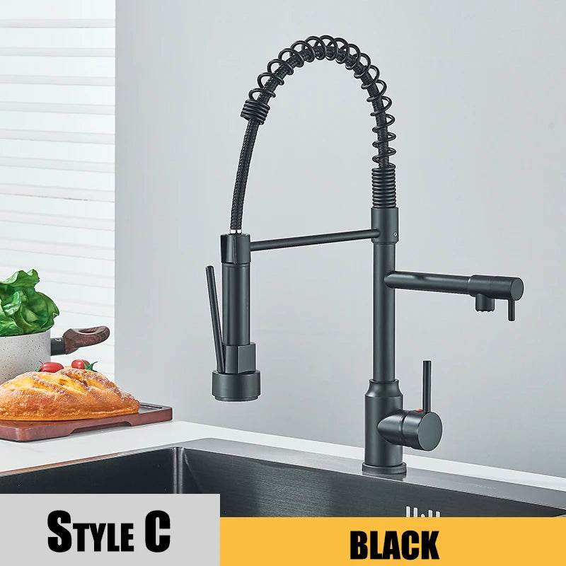 Wanmivezlo Kitchen Sink Faucet Pull-Down 2-Mode Hot Cold Deck-Mounted