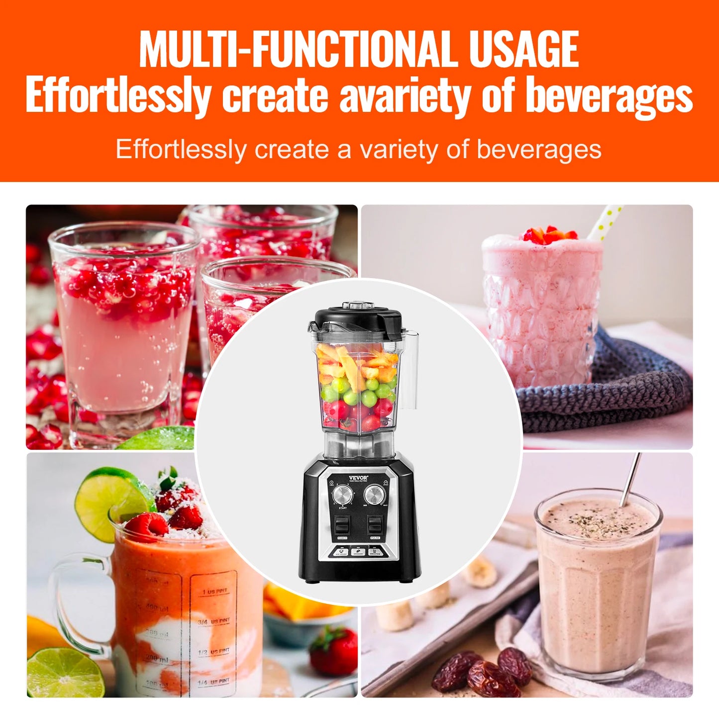 SucceBuy Professional Countertop Blender for Smoothies and Sauces