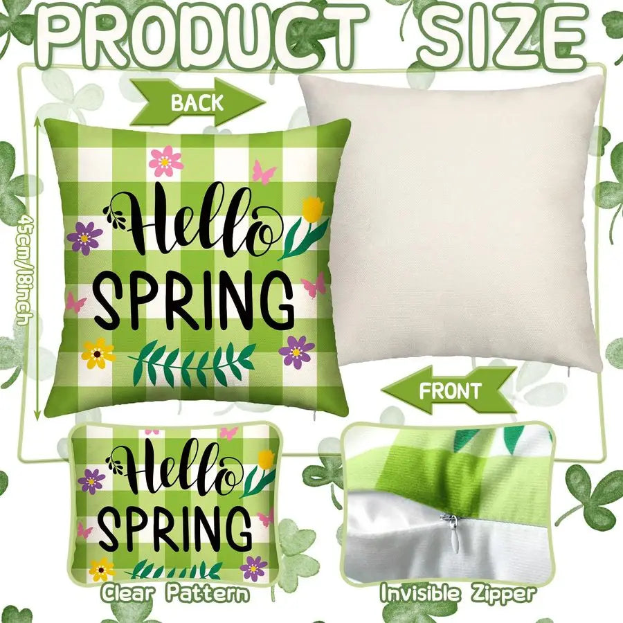 Valentine Heart Clover Pillow Cover St Patrick's Day Throw Pillow