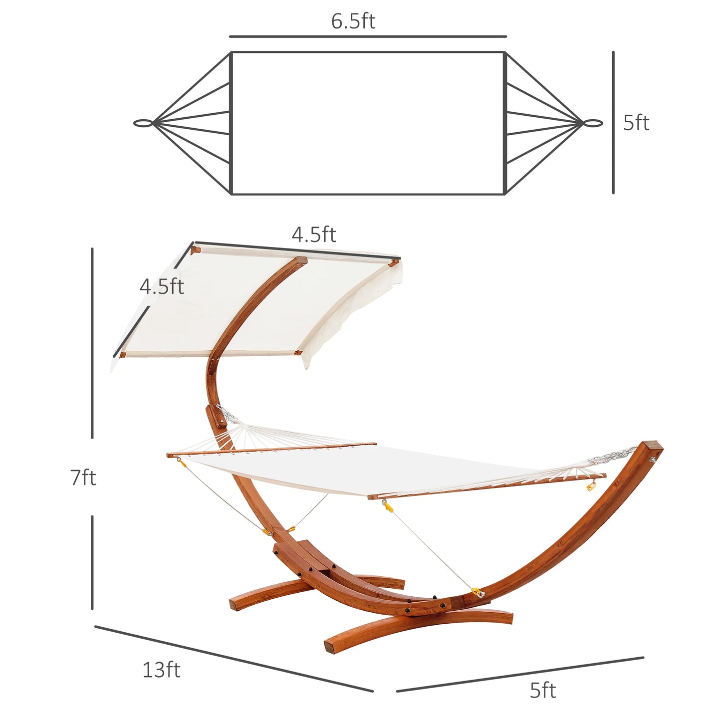 Outsunny Hammock Swing Bed Outdoor Patio Lounger With Sun Shade