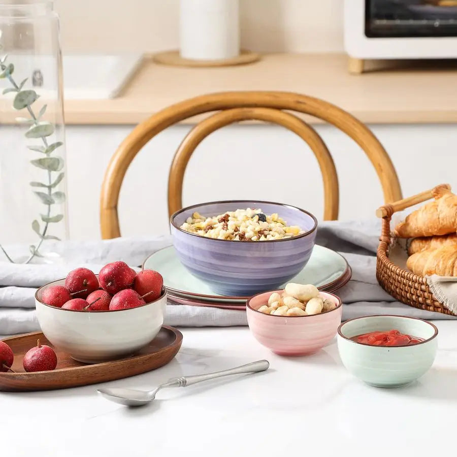 Ceramic Porcelain Deep Bowls Set For Cereal And Pasta