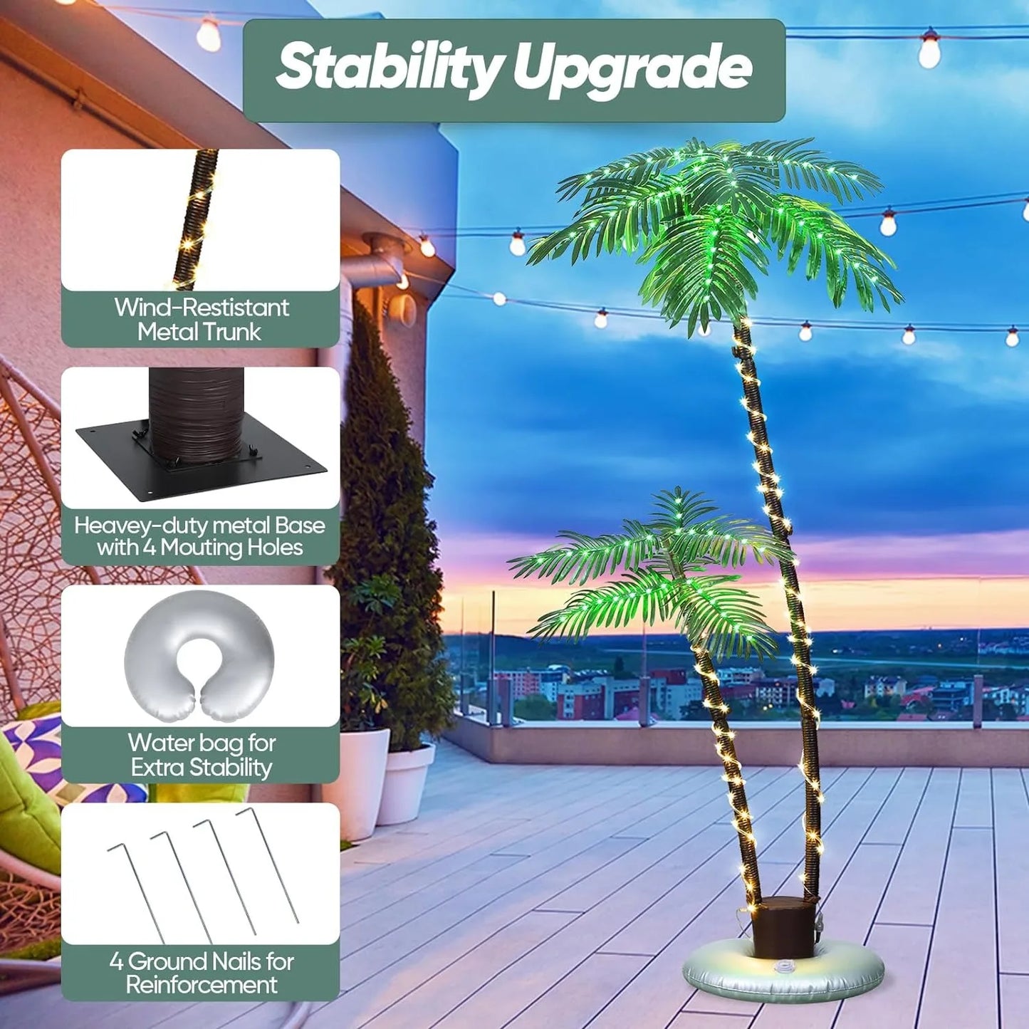 Lighted Palm Tree 192 LED Outdoor Christmas Lights