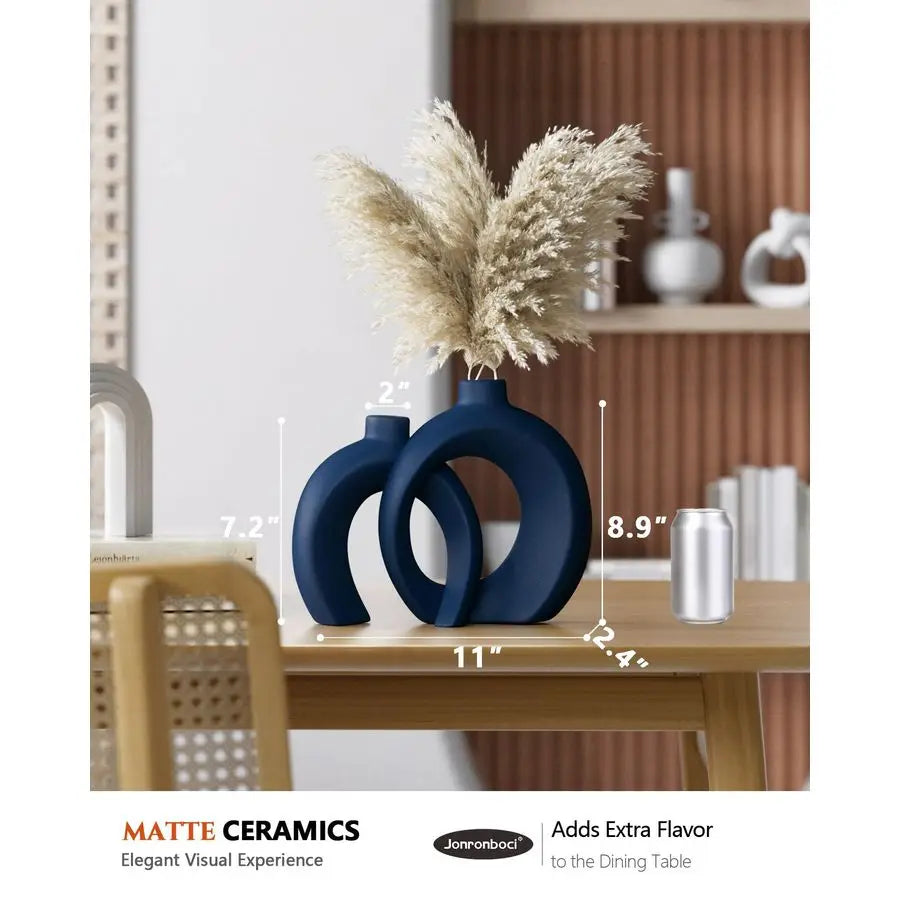 Donut Vase Set Of Two Ceramic Decorative Vases For Home