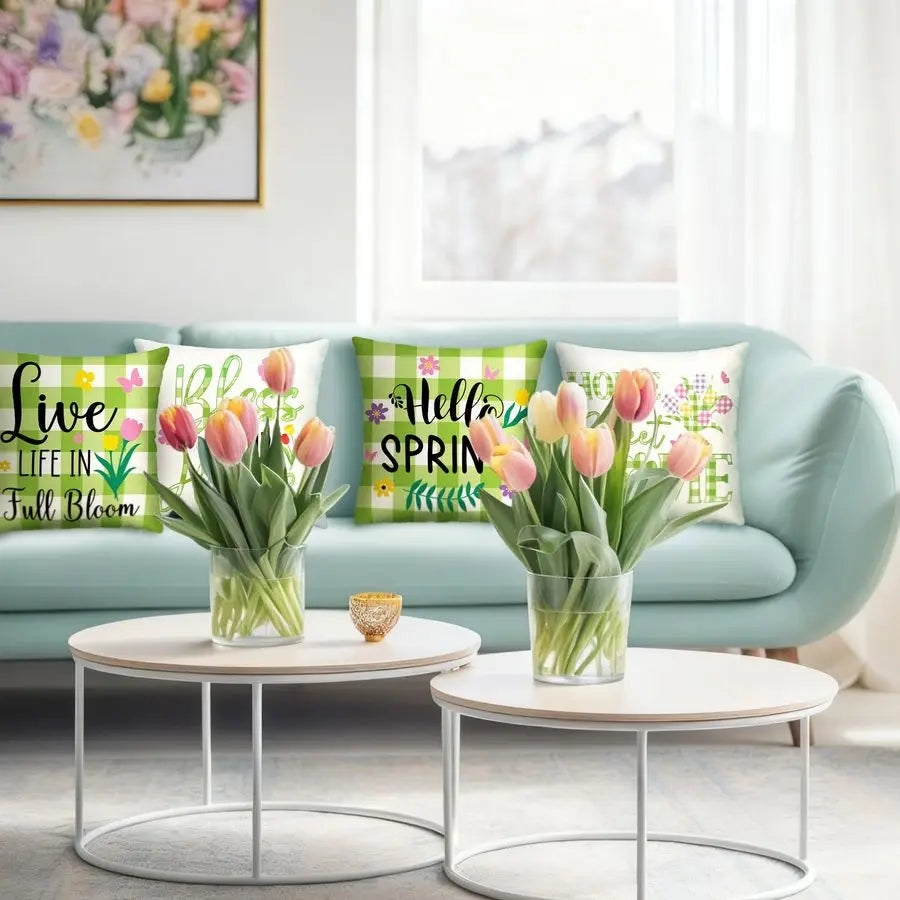 Valentine Heart Clover Pillow Cover St Patrick's Day Throw Pillow