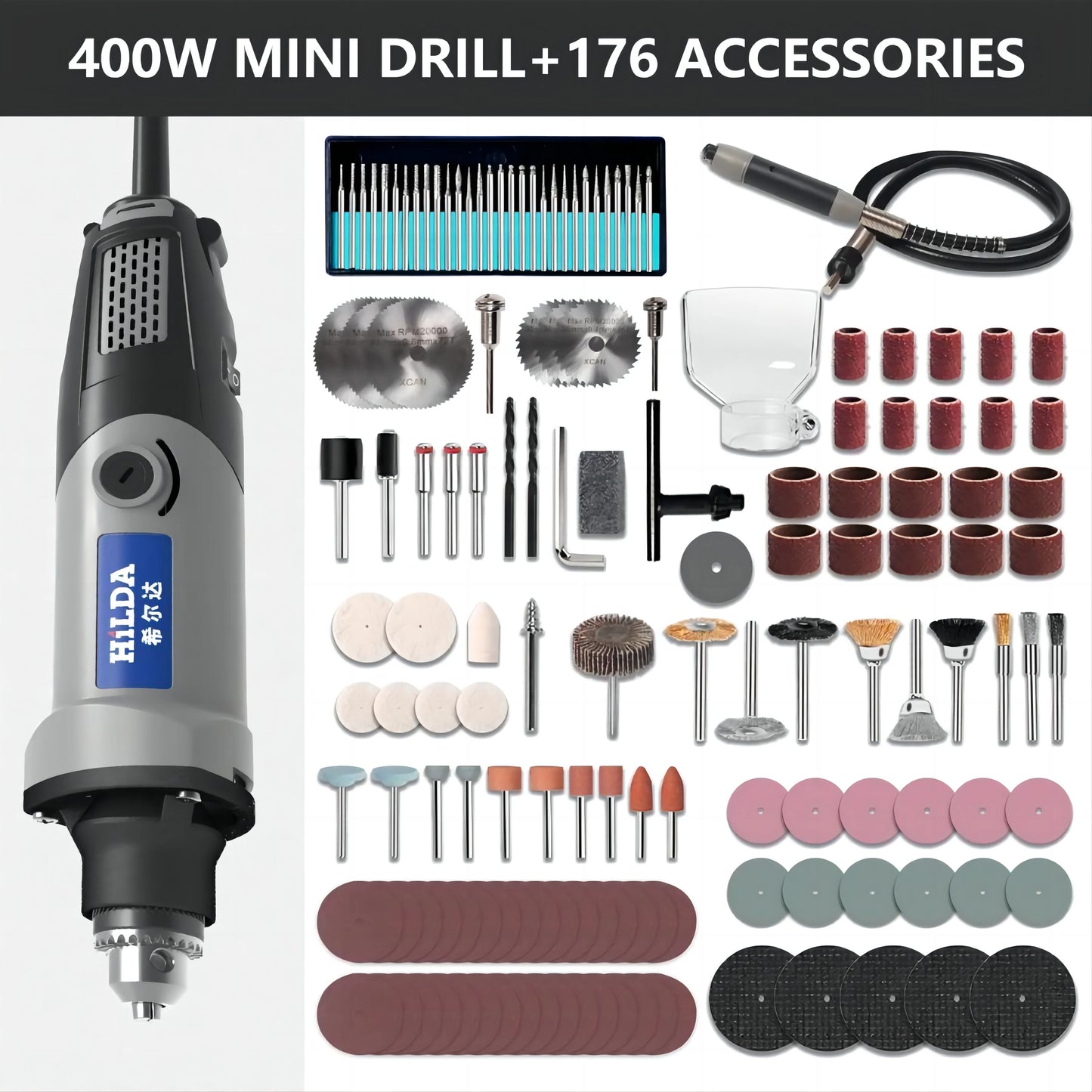 HILDA 500W Rotary Tool Kit for Woodworking Detailing