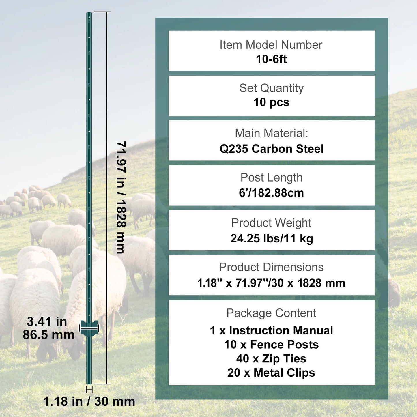 SucceBuy Heavy Duty T-Post Fence Post Steel Stakes