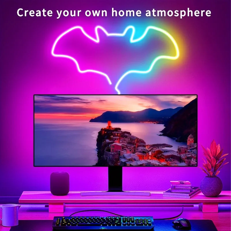 RGB Neon LED Rope Lights For Bedroom Flexible Changing LED Strip With Remote And App Control