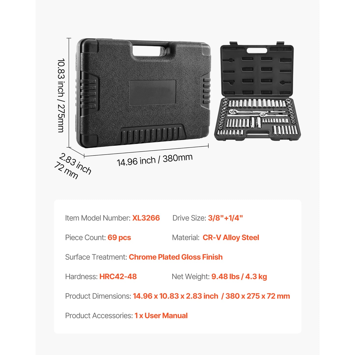 SucceBuy 86-Piece Socket Set With Ratchet Wrench