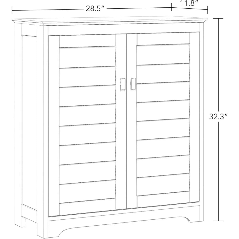 Modern Bathroom Storage Cabinet With Shutter Doors And Adjustable Shelves