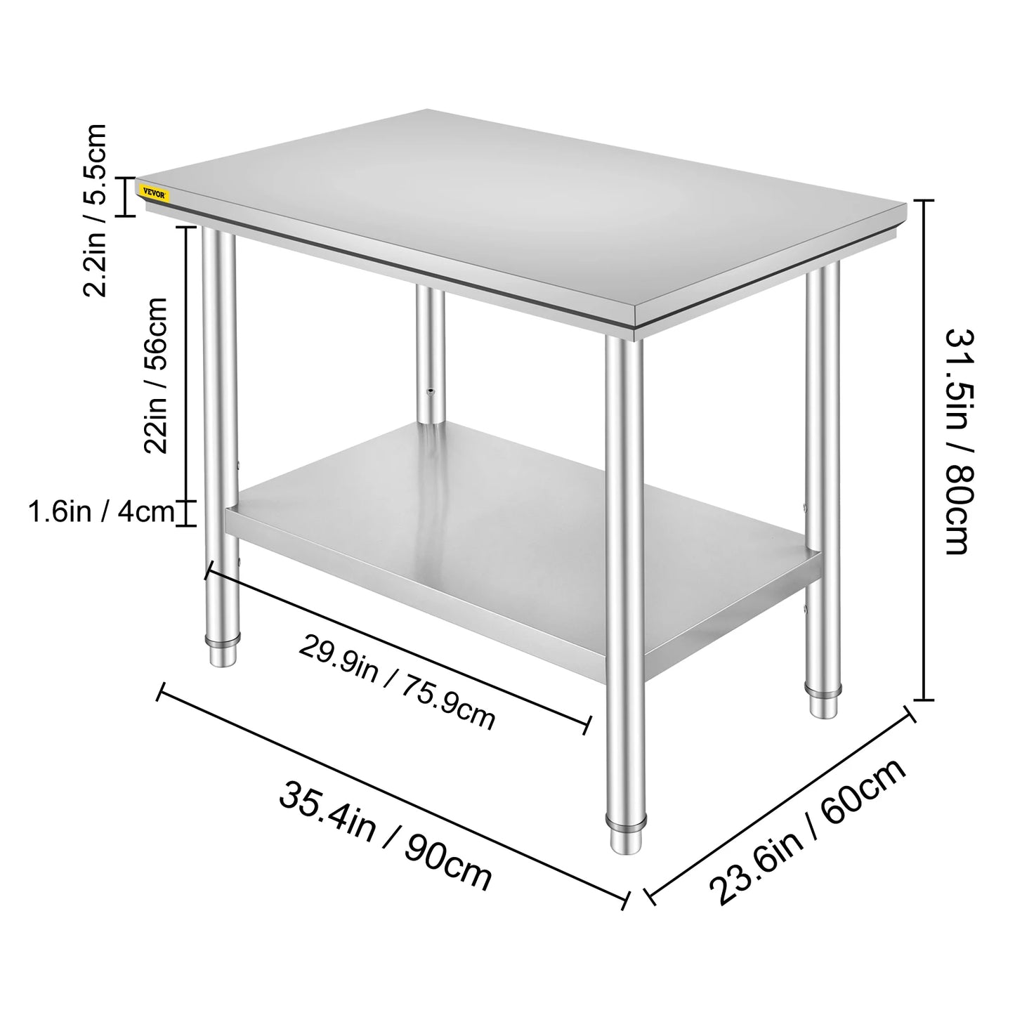Stainless Steel Catering Table With Undershelf For Restaurant