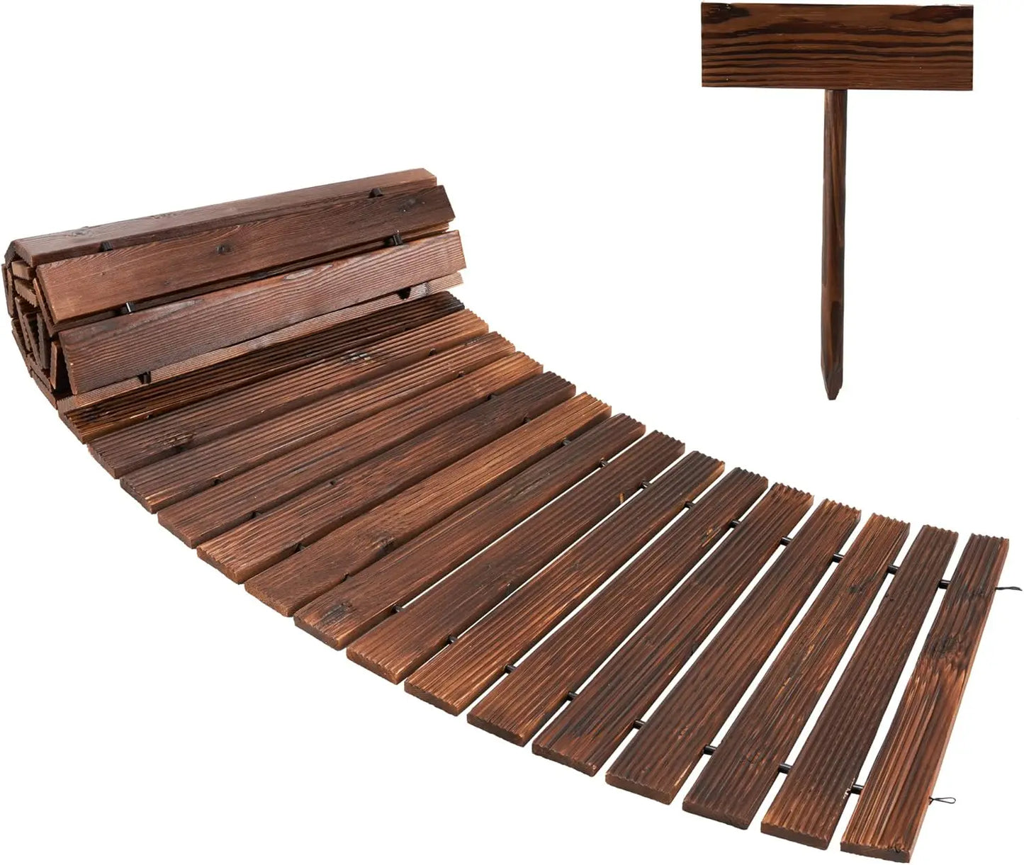 Curved Cedar Wood Garden Pathway for Outdoor Patio