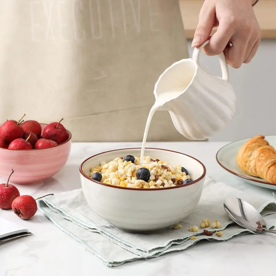 Ceramic Porcelain Deep Bowls Set For Cereal And Pasta