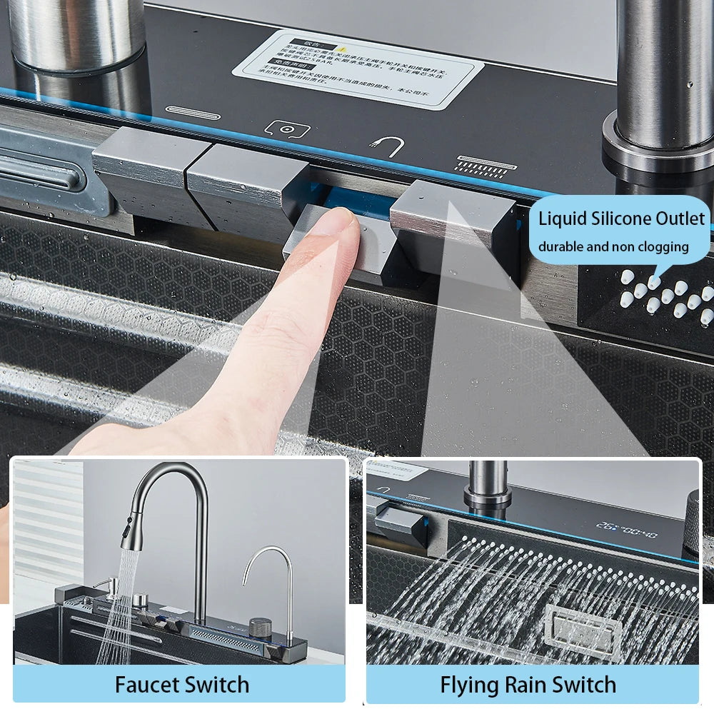 Stainless Steel Undermount Single Bowl Kitchen Sink With Digital Display