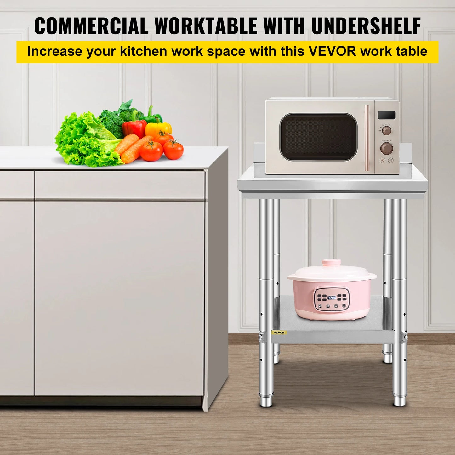 Stainless Steel Catering Table With Undershelf For Restaurant