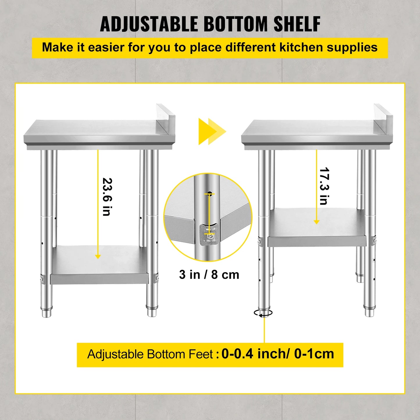 Stainless Steel Catering Table With Undershelf For Restaurant