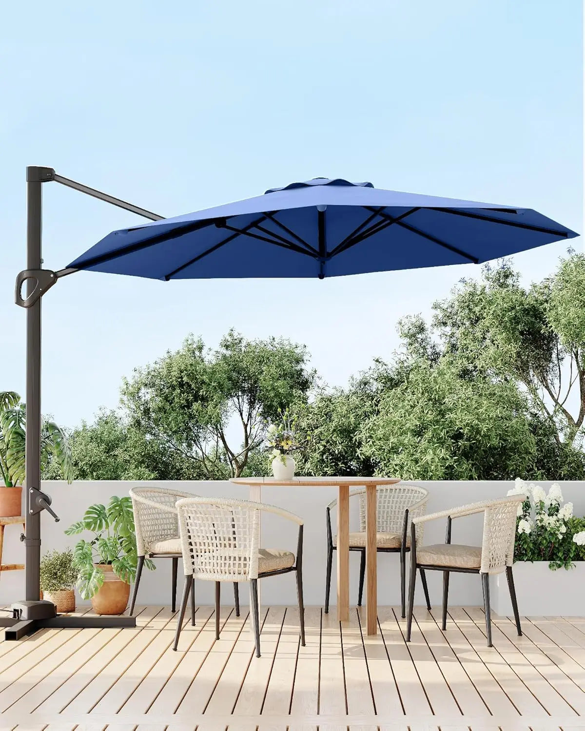 HiMISS 360 Degree Rotation Patio Cantilever Umbrella With Aluminum Frame