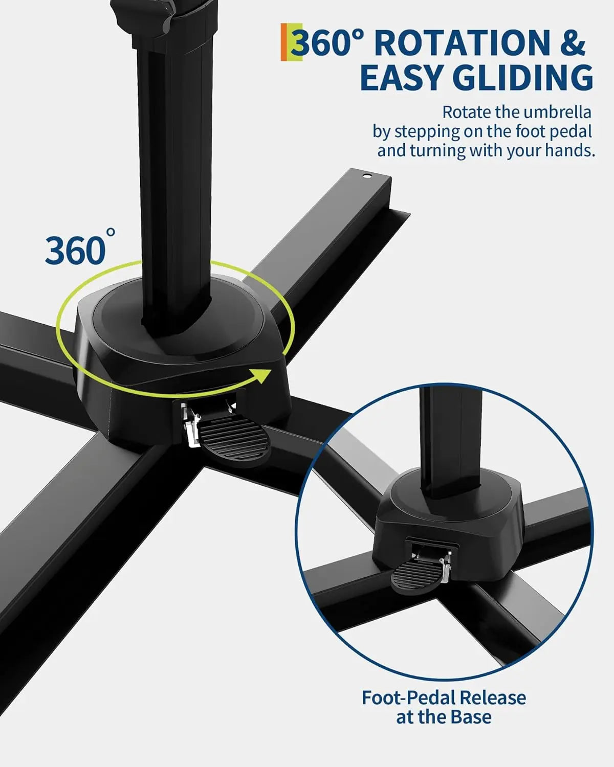 HiMISS 360 Degree Rotation Patio Cantilever Umbrella With Aluminum Frame